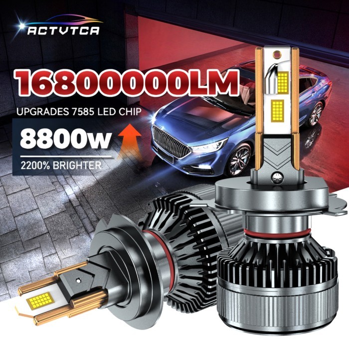 ACTVTCA 6000k H7 LED Headlight Bulbs 16800000LM H1 H4 H11 9005 9006 Super Bright 6 Copper Tube LED
