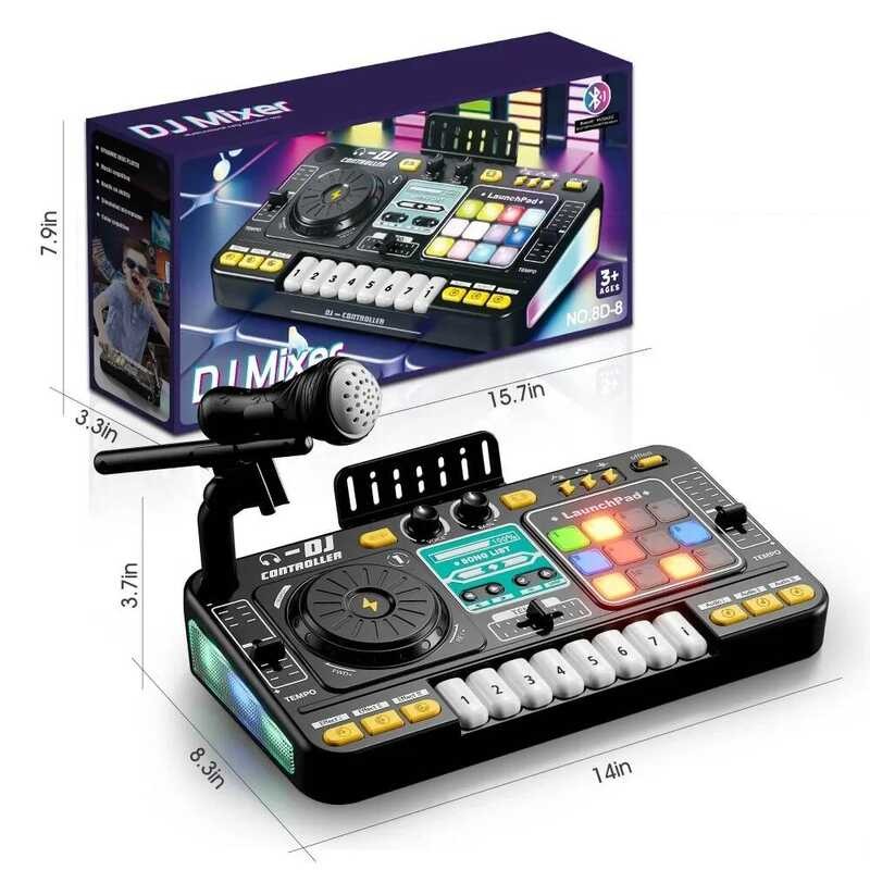 C Kid DJ Mixer With Microphone Electronic Piano Keyboard Bluetooth DJ Turntable Controller Musical