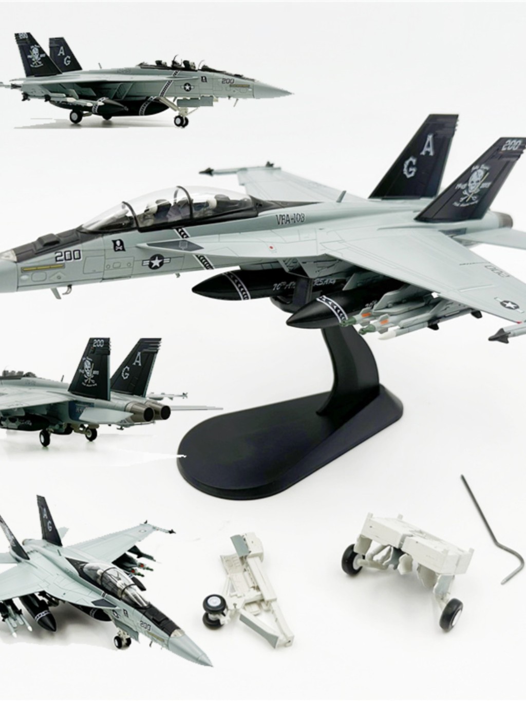 WLTK Alloy 1/72 American F/A-18F Super Bumblebee F18 Fighter Model Pirate Flag Squadron