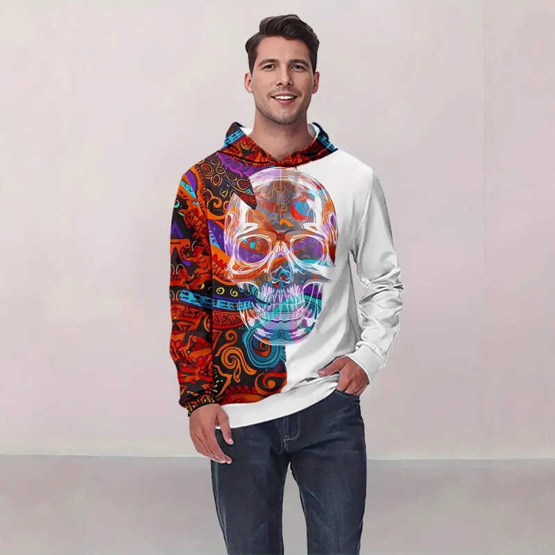 SHEIN เสื้อสวมหัวแขนยาว สกรูลวดลาย 3D เสื้อหลวมสำหรับผู้ชาย