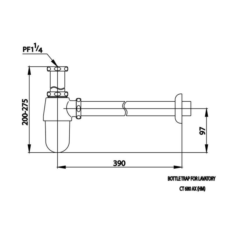 CT680AX(HM)ท่อน้ำทิ้งกระปุก COTTO ยาวพิเศษ CT680AX(HM)ท่อน้ำทิ้งกระปุก