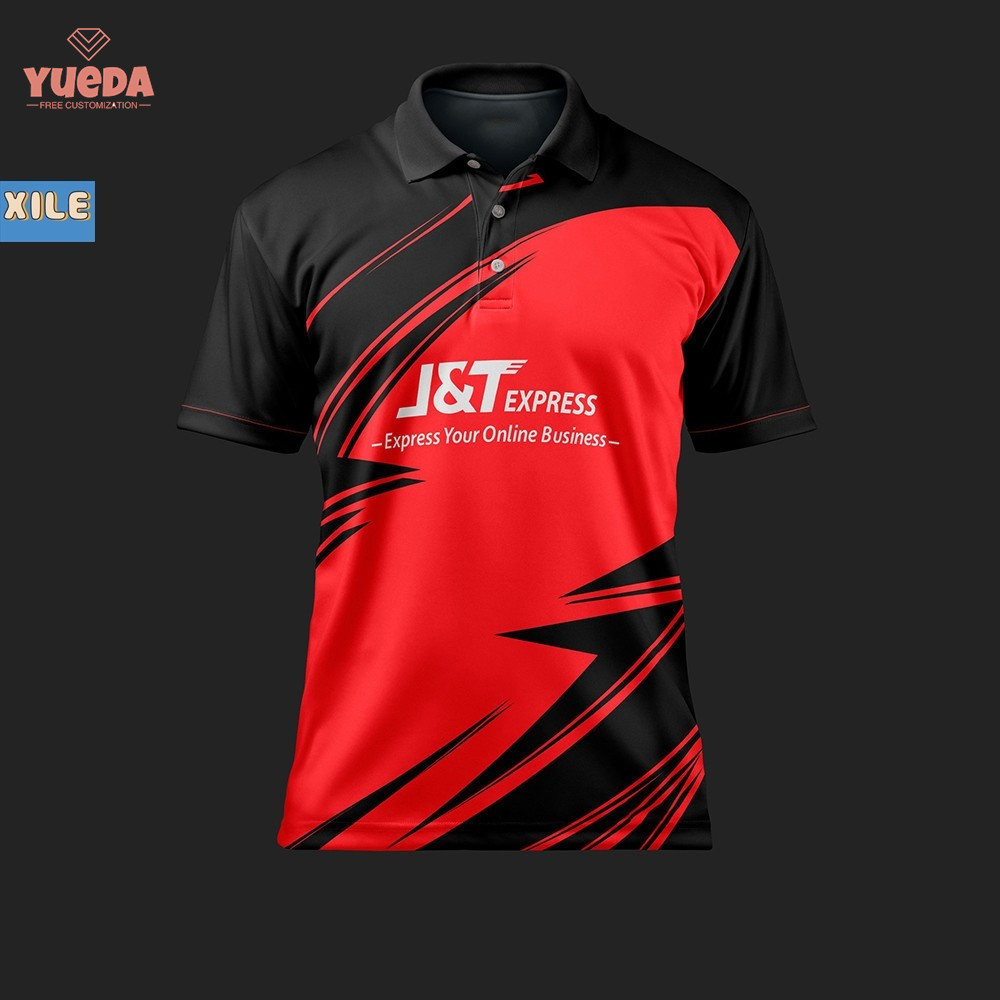 J & T Express JNT เสื้อโปโลแขนสั้นสำหรับพนักงานจัดส่งระบายอากาศความชื้น wicking พนักงานจัดส่งผ้าระบายความร้อนแห้งเร็ว
