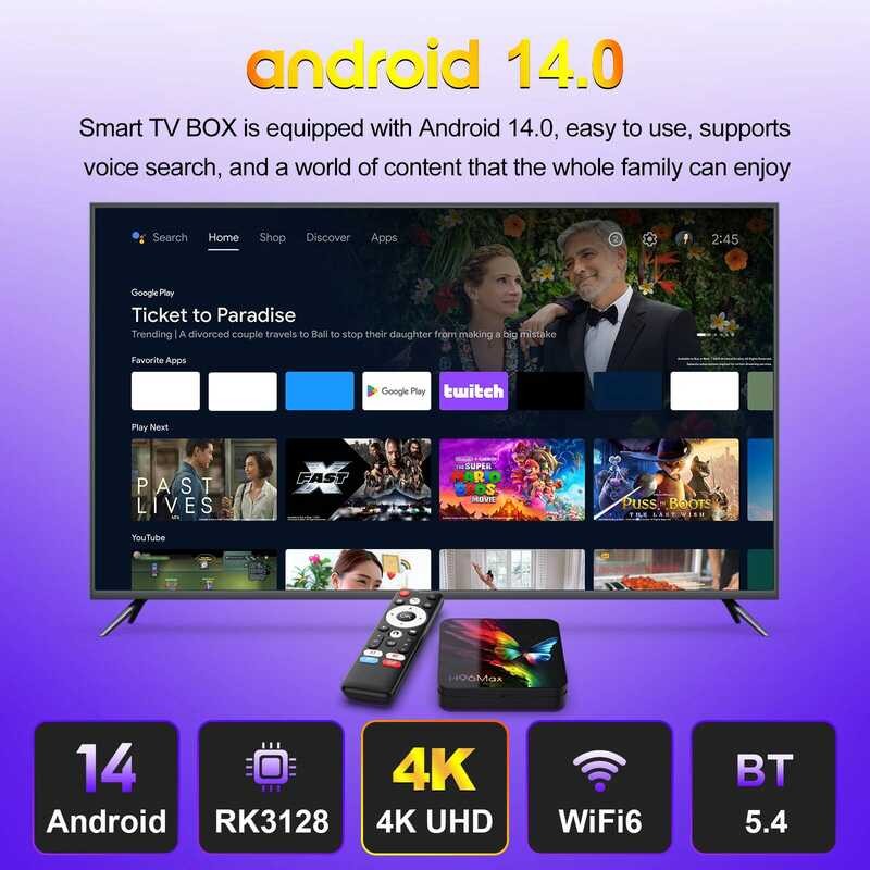 ▥ H96 MAX Rk3518 Bกล่องสมาร์ททีวีผีเสื้อ 4K Android 14.0 Rockchip 3518 Quad Core Wifi6bt5.4 3D