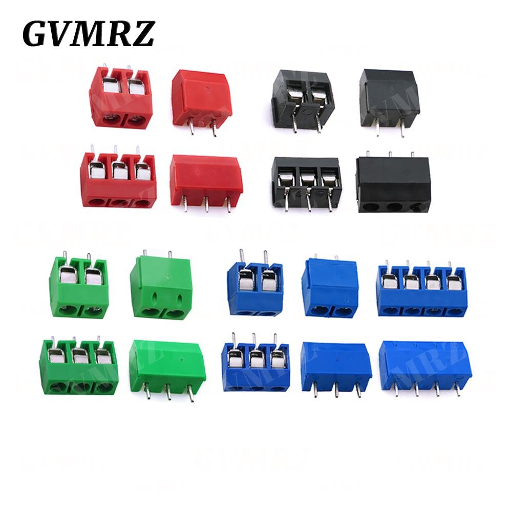 10PCS PCB Terminal Block Connector Pitch 5.0 มม.KF301 ตรง 2P 3P สกรู PCB Terminal Blocks Connector สีฟ้าสีดําสีเขียว