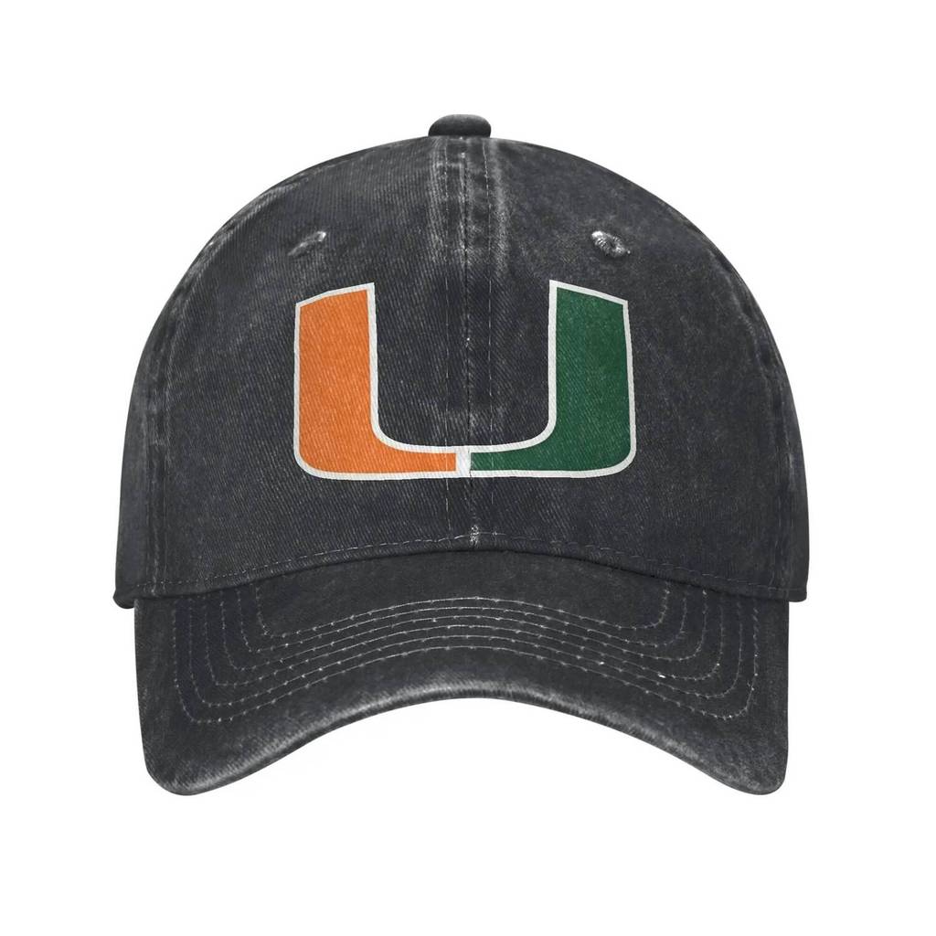 ล้างหมวกเบสบอล Miami Hurricanes 2025 College Football Playoff U is Back Summer y2k Running Hippie Sun หมวกเบสบอล