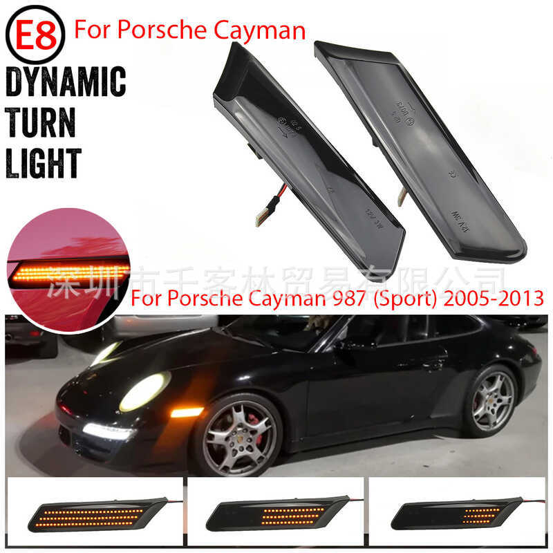 เหมาะสําหรับ Porsche 911 997 987 GT3/GT2 แบบไดนามิกด้านข้างโลโก้ไฟเลี้ยว Fender ด้านข้าง