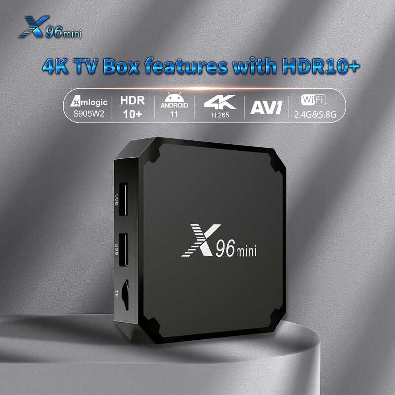 ▥ Original X96 Mini Android 11.0 สมาร์ททีวีกล่อง Amlogic S905w2 2.4G/5.8G Wifi 4K Media Player
