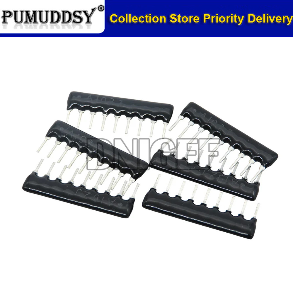 10pcs DIP excusion Network Resistor Arเรย์ 9PIN 100 220 330 470 510 680 1K 1.2K 1.5K 2K 2.2K 3.3K 4.