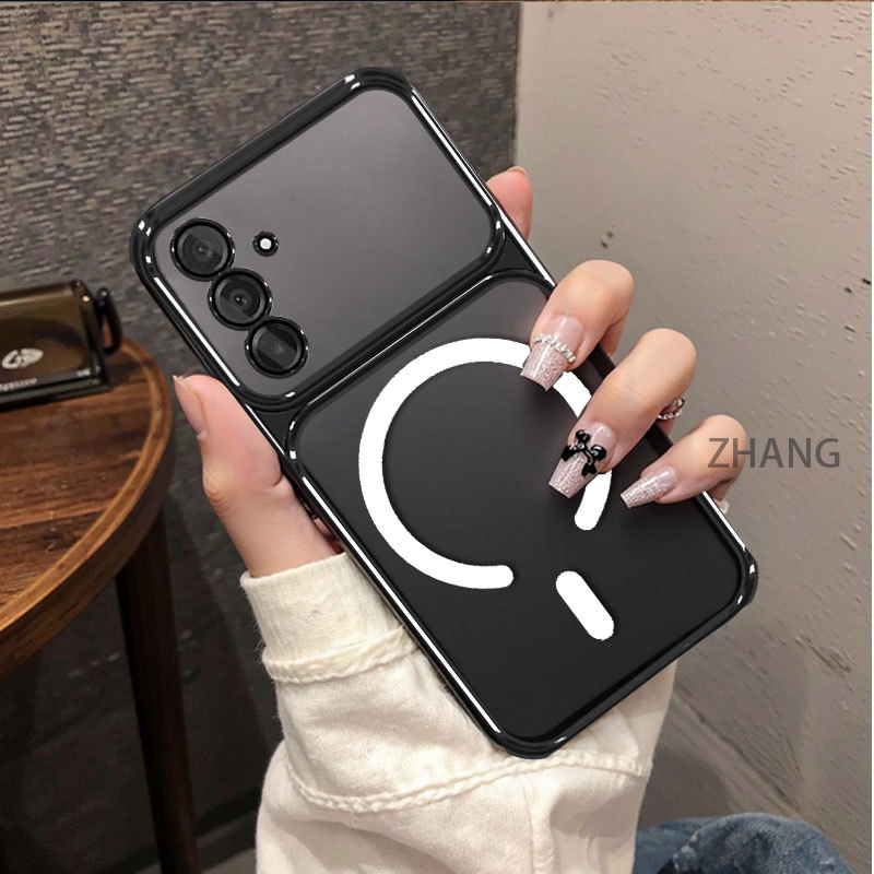 SAMSUNG กรณีสําหรับSamsung A26 5G A36 5G A56 5Gไฟฟ้าหน้าต่างขนาดใหญ่ขั้นสูงAnti Dropเคสโทรศัพท์ใหม่ที่เรียบง่ายแม่เหล็กดูดความงามการออกแบบ