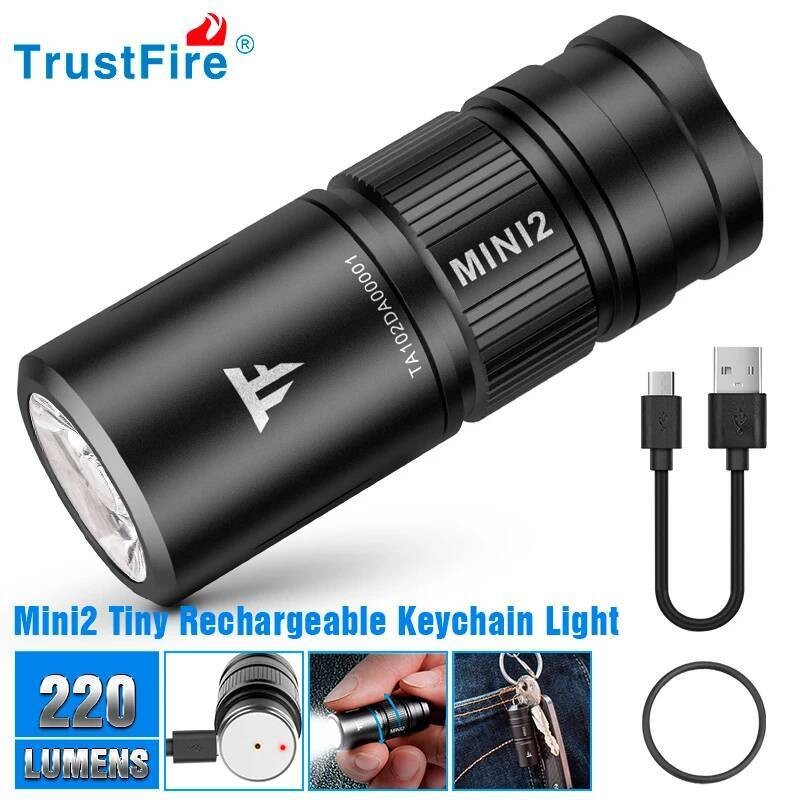 ไฟฉาย Trustfire Mini2 ชาร์จUSB 220 lumens กับสวิตช์ Kechain และตัวบ่งชี้ LED