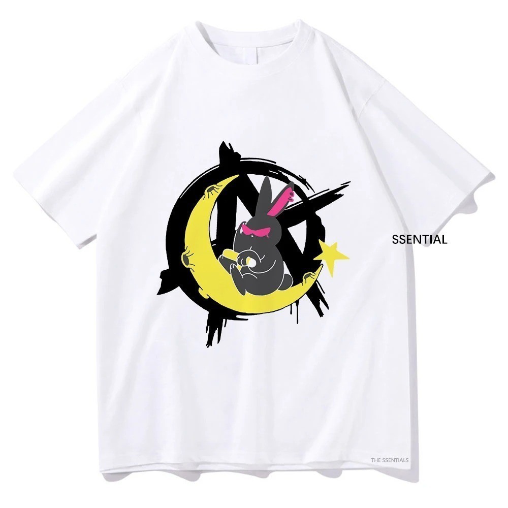 T-Shirt  Ateez Crazy รูปแบบกระต่าย Mito Moon T เสื้อ Kawaii ผู้ชาย/ผู้หญิงความงามเสื้อยืด Unisex ผ้