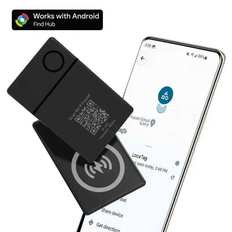 รหัส QR Anti-Lost GPS Tracker AI การ์ดชาร์จไร้สาย Locator Finder แท็กทํางานร่วมกับ Google App สําหรั