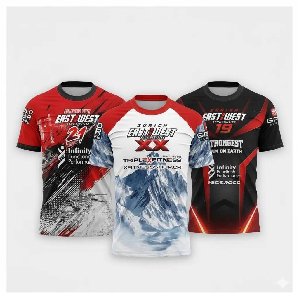 The East vs West Series 16 ถึง 21 Armwrestling เสื้อยืด Atlantic City เสื้อกีฬาผู้ชาย Breathable Qui
