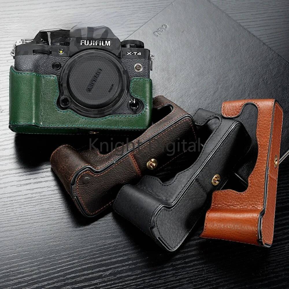 กระเป๋ากล้องหนังแท้จับครึ่งกระเป๋าสําหรับ Fujifilm XT4 XT2 XT3 XT1 Fuji X-T4 X-T2 X-T3 X-T1 กล้องบอด
