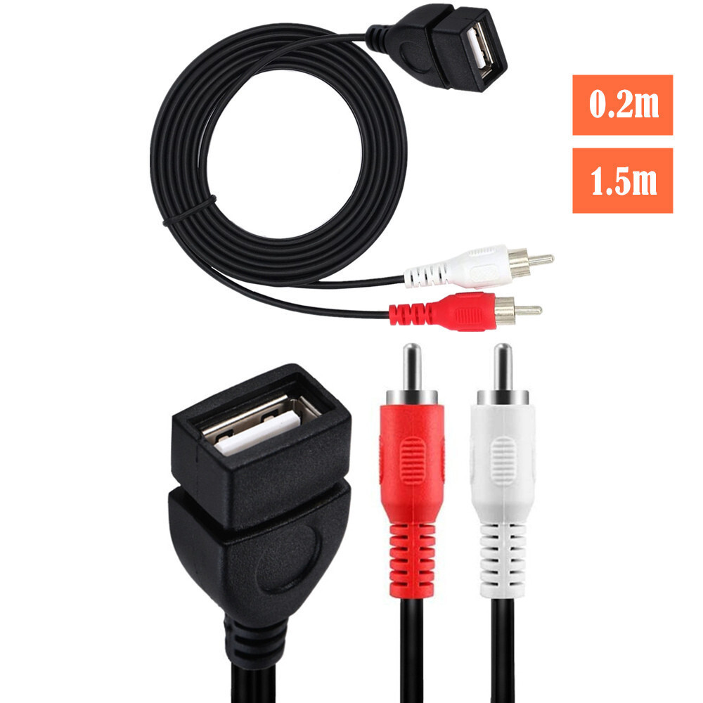 AF/2RCA USB Female to 2RCA Male Adapter Cable USB 2.0 Female to 2RCA Y-Type Audio Cable