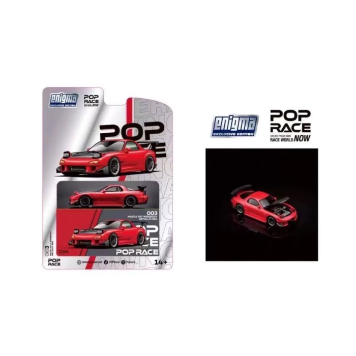 สต็อกพร้อม สต็อกพร้อม POPRACE 1: 64 Mazda RX7 Widebody-Metallic Red Alloy Car Model