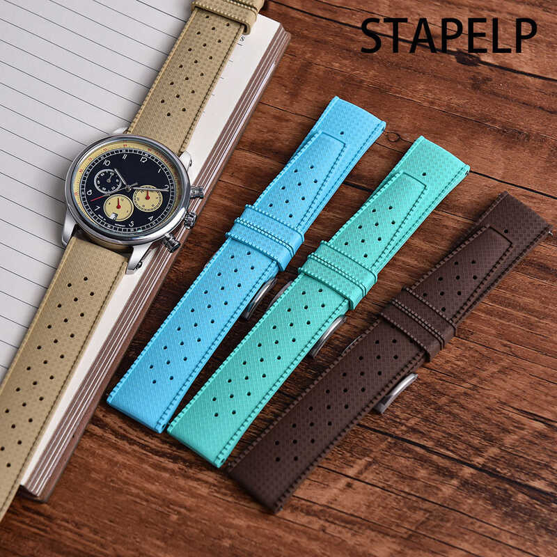 C Classic Tropical FKM Rubber Strap 18Mm 20Mm 22Mm 24Mm Porous Fast Release Fluororubber Watchbands