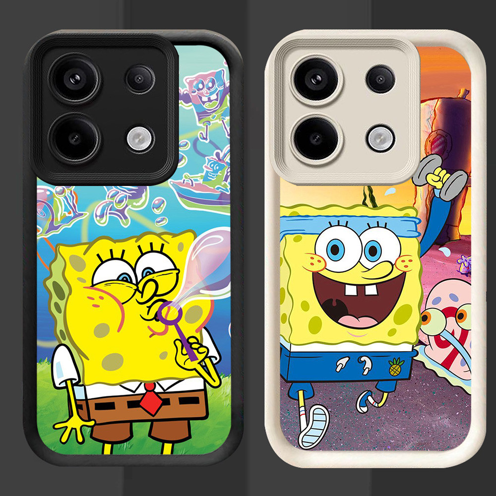 R64 SpongeBob Casing สําหรับ Infinix Tecno Smart POP 7 ITEL P65 20 GT Pro สีดําและสีขาว