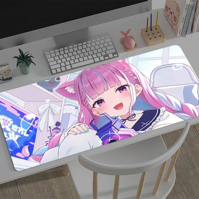 แผ่นรองเมาส์ขนาดใหญ่ Hololive Minato Aqua Gamer คีย์บอร์ดแผ่นรองเม้าส์สําหรับเล่นเกมโต๊ะแล็ปท็อป Mousepad Deskmat PC พรม Mousepad
