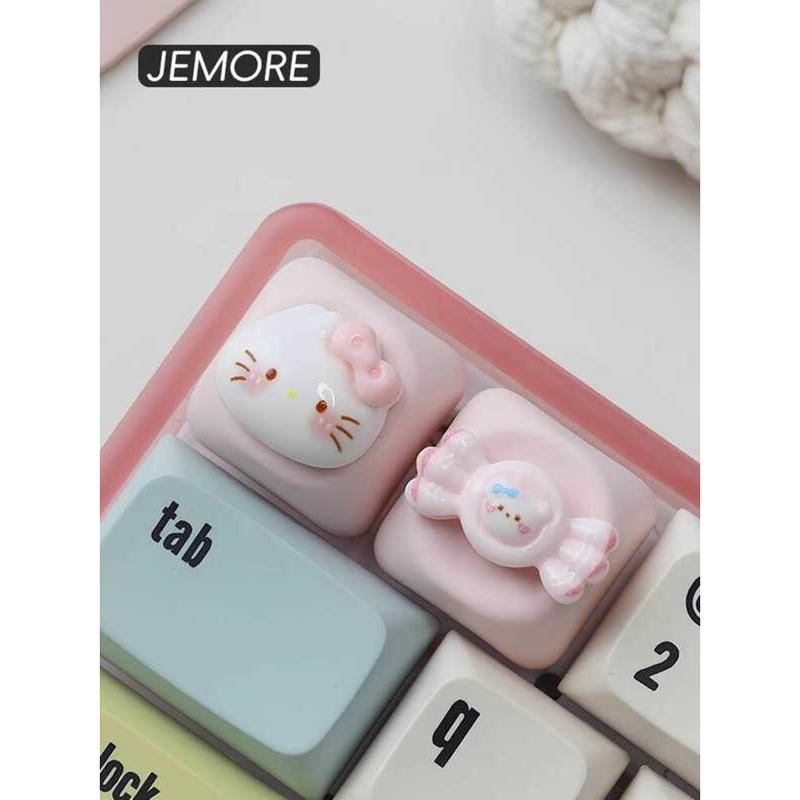 Kitty Kitty Kitty Cat Cute Keycap Single Mechanical Keyboard Resin ที่กําหนดเองสีชมพูที่ไม่ซ้ํากัน H