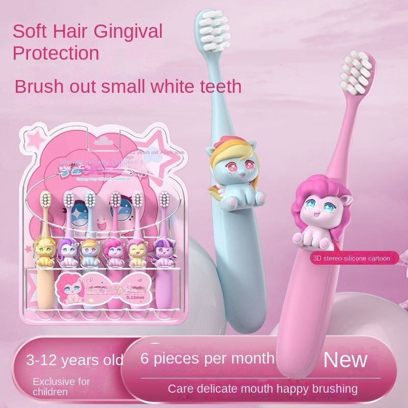 แปรงสีฟันเด็กการ์ตูนสําเร็จรูป 3-5 ถึง 6 ถึง 12 ปีฟันขนนุ่มระยะเวลาเปลี่ยนฟันผลัดใบเด็กทุ่มเท