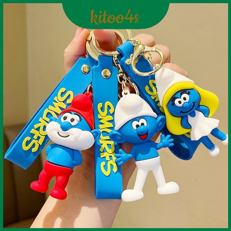 มีสไตล์และสนุก Smurfs Papa Jokey Smurf Smurfette พวงกุญแจซิลิโคน Idea ของขวัญที่สมบูรณ์แบบ
