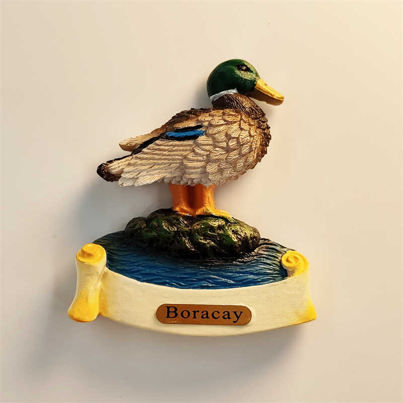 ฟิลิปปินส์ Boracay สร้างสรรค์เรซิ่นทาสีจําลอง Mallard ตกแต่งบ้านแม่เหล็กตู้เย็นสติกเกอร์