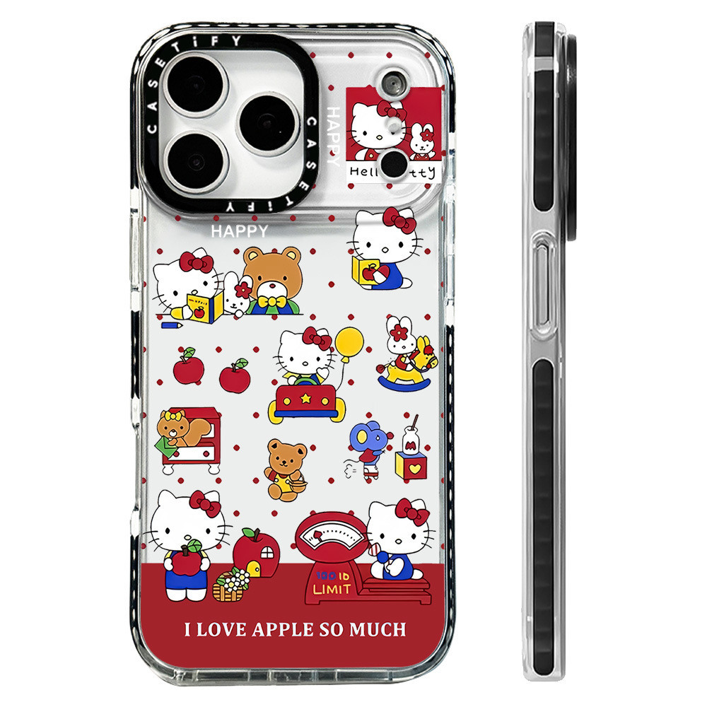 น่ารัก Happy Hello Kitty หมีน้อยสําหรับ IPhone 11 13 15 16 17 Pro Max 17AIR 12 Mini Cover X XR XS Max ซิลิโคนนุ่มกันชนใส SE 2022 6 7 8Plus ปลอกกันกระแทก ราคา ถูกที่สุด ดีลบีเคเค แกลเลอรีภาพที่ 2
