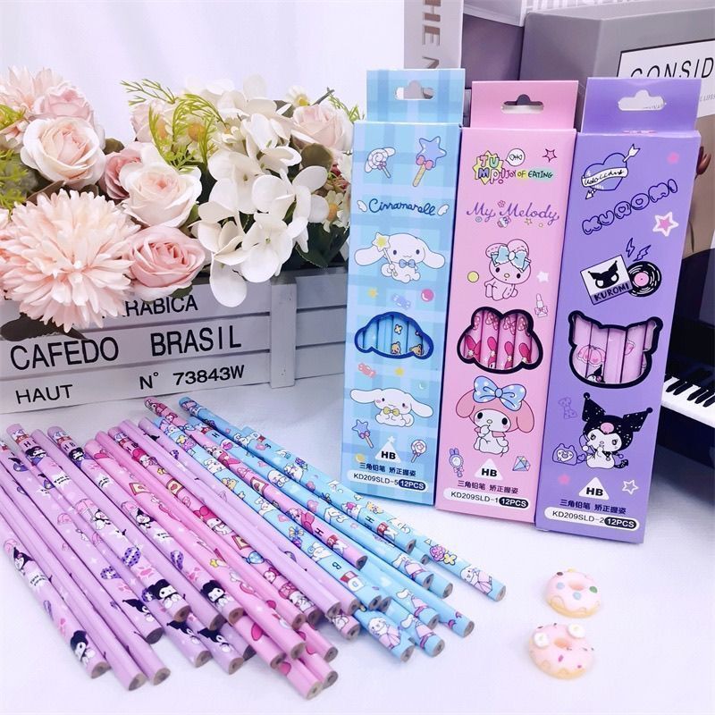 พร้อมสต็อก Sanrio Cinnamon Dog Chlomoi Pencils สําหรับนักเรียนการเขียนการวาดภาพและร่างดินสอ HB