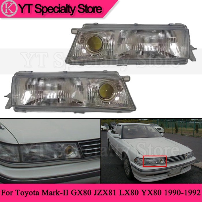 Kamshing 1pair Front Bumper Headlight For Toyota Mark-II GX80 JZX81 LX80 YX80 1990-1992 Head Light