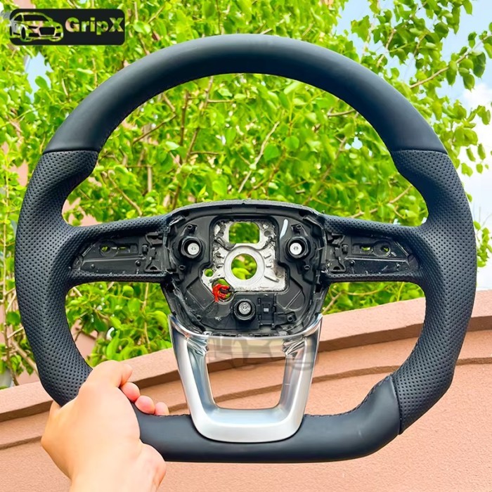 Suitable for Audi Q5 FY Q7 4M Q8 S RS LOGO multifunctional perforated leather sports steering wheel