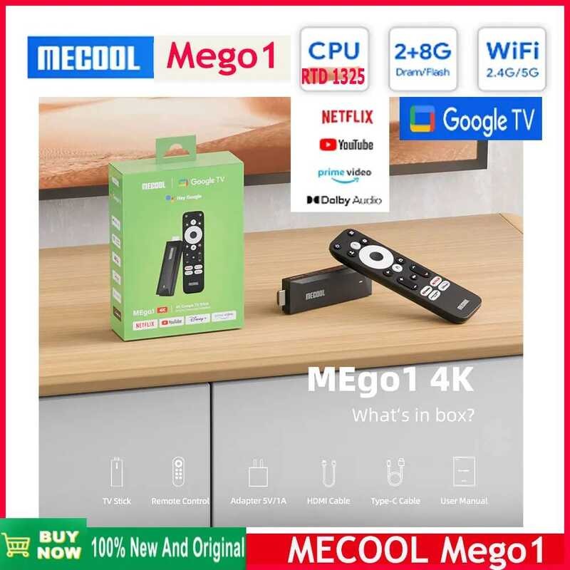 ▥ MECOOL Mego1 รุ่นใหม่ปี 2025 เวอร์ชันสากล ชิปประมวลผล Realtek Rtd132 ทีวีสติ๊ก Android 12 RAM