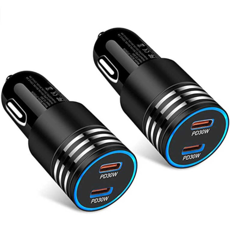 60W Dual PD Car Charger PD + PD Fast Charge 40W Car Charger 60W Dual TYPE-C Port Car Charger