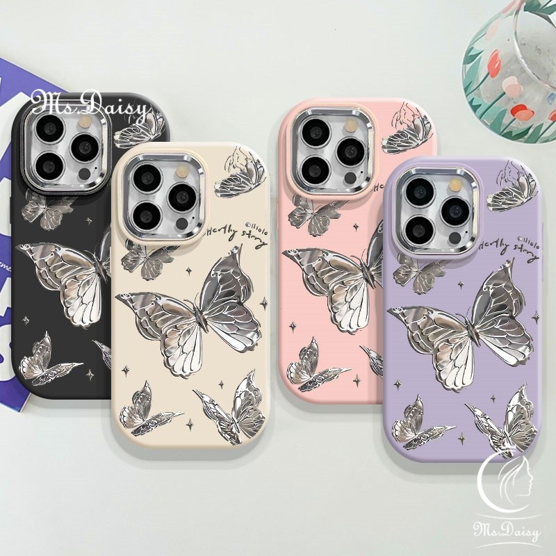 หรูหราโลหะเงินผีเสื้อรูปแบบเคสโทรศัพท์สําหรับ Infinix X6831 X669C X6836 X6837 X6531B X688C X657B X65