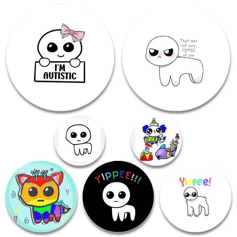 Tbh Creature ออทิสติก Meme Yippee Pins ปุ่มด้านหลังเข็มกลัดที่กําหนดเองรอบ Handmade Badge สําหรับกระ
