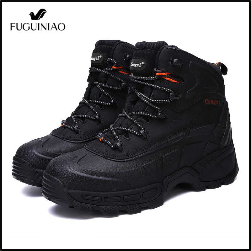 Fuguiniao รองเท้านิรภัยผู้ชาย หัวเหล็กกันน้ำ