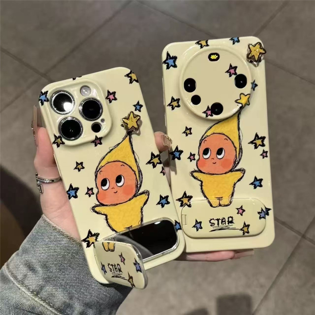 สําหรับ VIVO Y36 Y39 Y50 Y31 Y35 Y33s Y33T Y30 น่ารัก Star คนหรูหรา Make Up กระจกพับ bracke เคสโทรศัพท์
