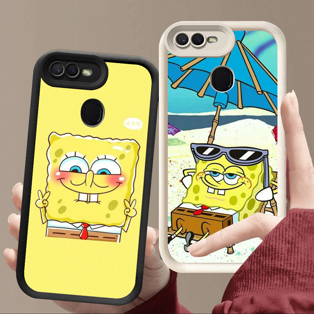 R64 SpongeBob ปลอกสําหรับ OPPO A11K A12s F5 A12 F7 A5S F9 Pro A7 สีดําและสีขาว