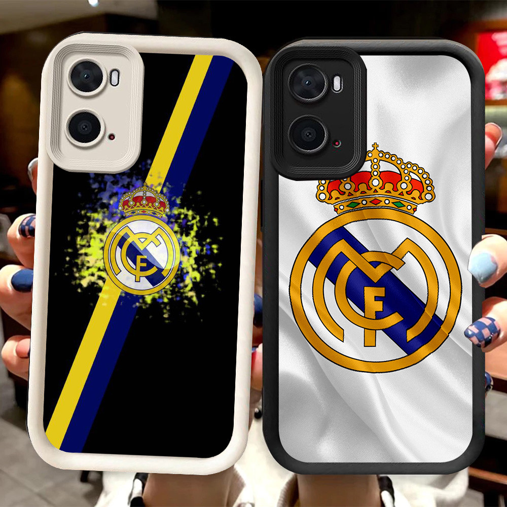R80 Real-Madrid Casing สําหรับ Realme A77 A77s A96 Realme C33 9i สีดําและสีขาว