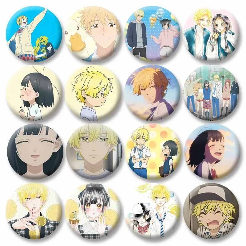 น่ารักอะนิเมะน้ําผึ้งมะนาวโซดาเหรียญป้ายการ์ตูน Kai Uka เคลือบ Pin รอบเข็มกลัดบนกระเป๋าเป้สะพายหลังห
