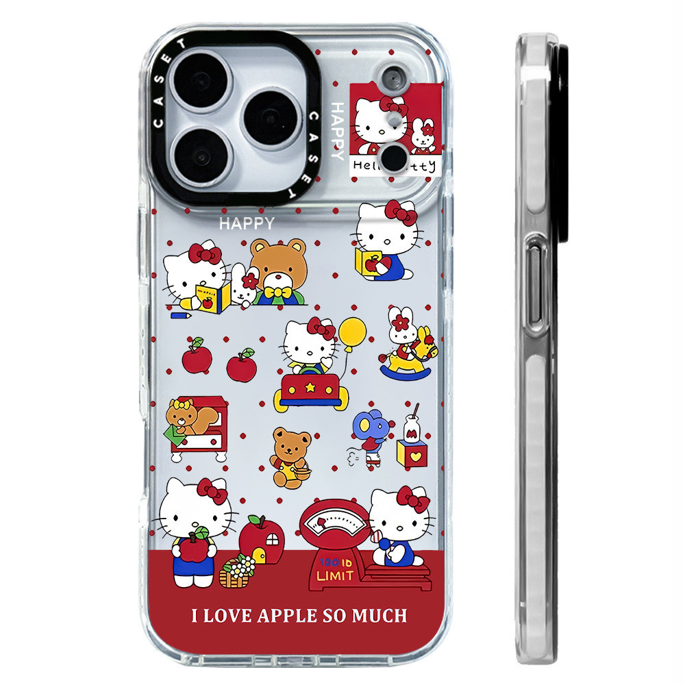 น่ารัก Happy Hello Kitty หมีน้อยสําหรับ IPhone 11 13 15 16 17 Pro Max 17AIR 12 Mini Cover X XR XS Max ซิลิโคนนุ่มกันชนใส SE 2022 6 7 8Plus ปลอกกันกระแทก ราคา ถูกที่สุด ดีลบีเคเค แกลเลอรีภาพที่ 3