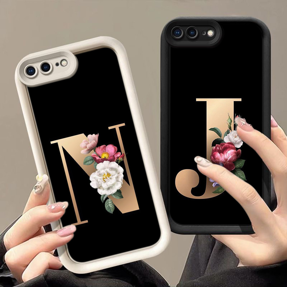 สำหรับ Vivo V40 Pro V30E V23E V19 V21 เคสโทรศัพท์มือถือ ดวงตานางฟ้า กรณ RR24 Flower Letter I J K L M