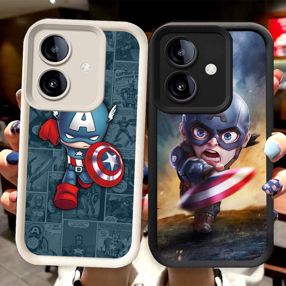 R82 ปลอกกัปตันอเมริกาสําหรับRealme 14 14T 14X C35 C31 OPPO A79 Narzo 50A Prime 5Gสีดําและสีขาว
