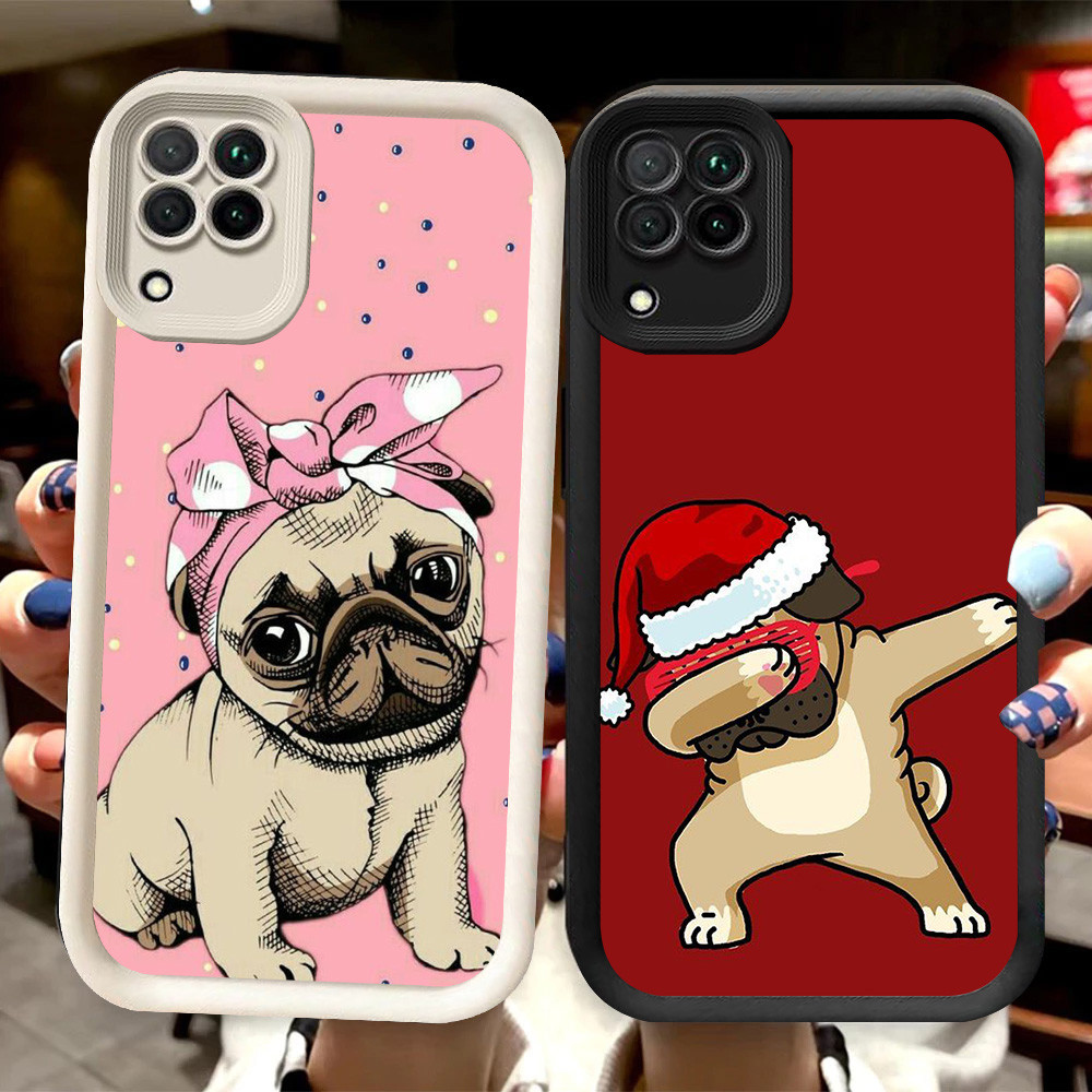 R58 Pug Dogs Casing สําหรับ Samsung A12 A22 5G สีดําและสีขาว