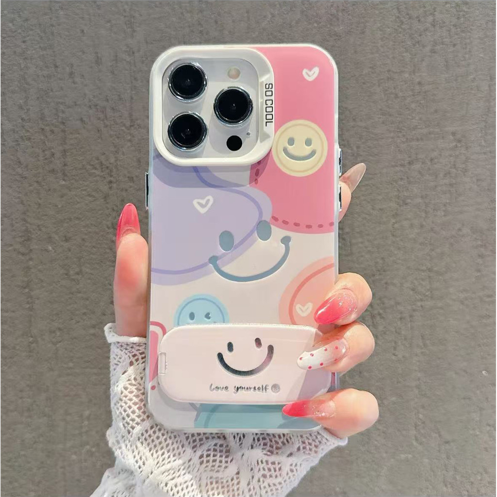 หรูหราแฟชั่น Graffiti Smile Face Make Up Mirror bracke IMD Soft Case สําหรับ Samsung Galaxy หมายเหตุ