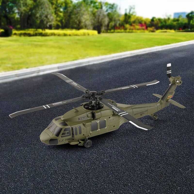 C Wltoys K170 RC Helicopter Uh-60L Black Hawk Dual Brushless 6-Axis Gyro 4Ch 4 Bladed Aircraft Remo