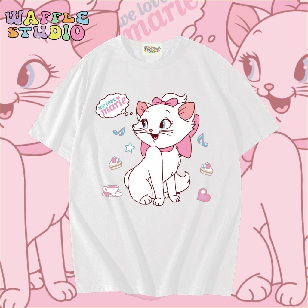 [ ส่งฟรี  ] WS0093 เสื้อยืดโอเวอร์ไซส์ เสื้อยืดเกาหลี ผ้าคอตตอน100% เสื้อยืด Marie มารี แมวมารี WAF