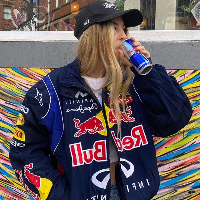 คุณภาพสูง Red Bull Casual Loose Motorcycle Long Sleeve Baseball Jacket