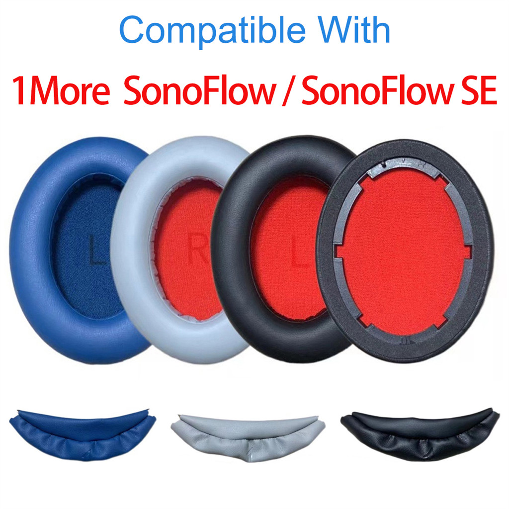 เปลี่ยนแถบคาดศีรษะแผ่นรองหูฟังสําหรับ 1More SonoFlow SE หูฟังแผ่นรองหูฟังฟองน้ําชุด Earmuffs