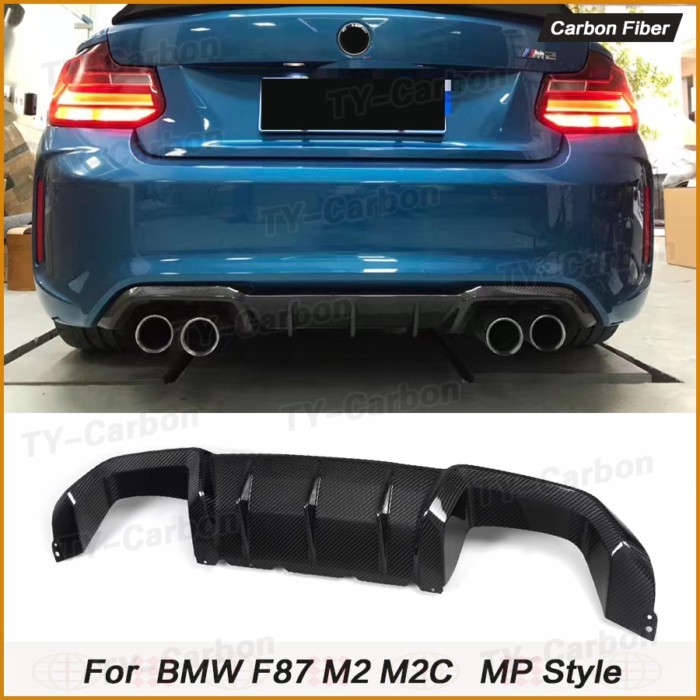 Real Carbon Fiber Car Rear Diffuser Lip For BMW F87 M2 M2C Competition 2015-2018 Car Rear Bumper Di